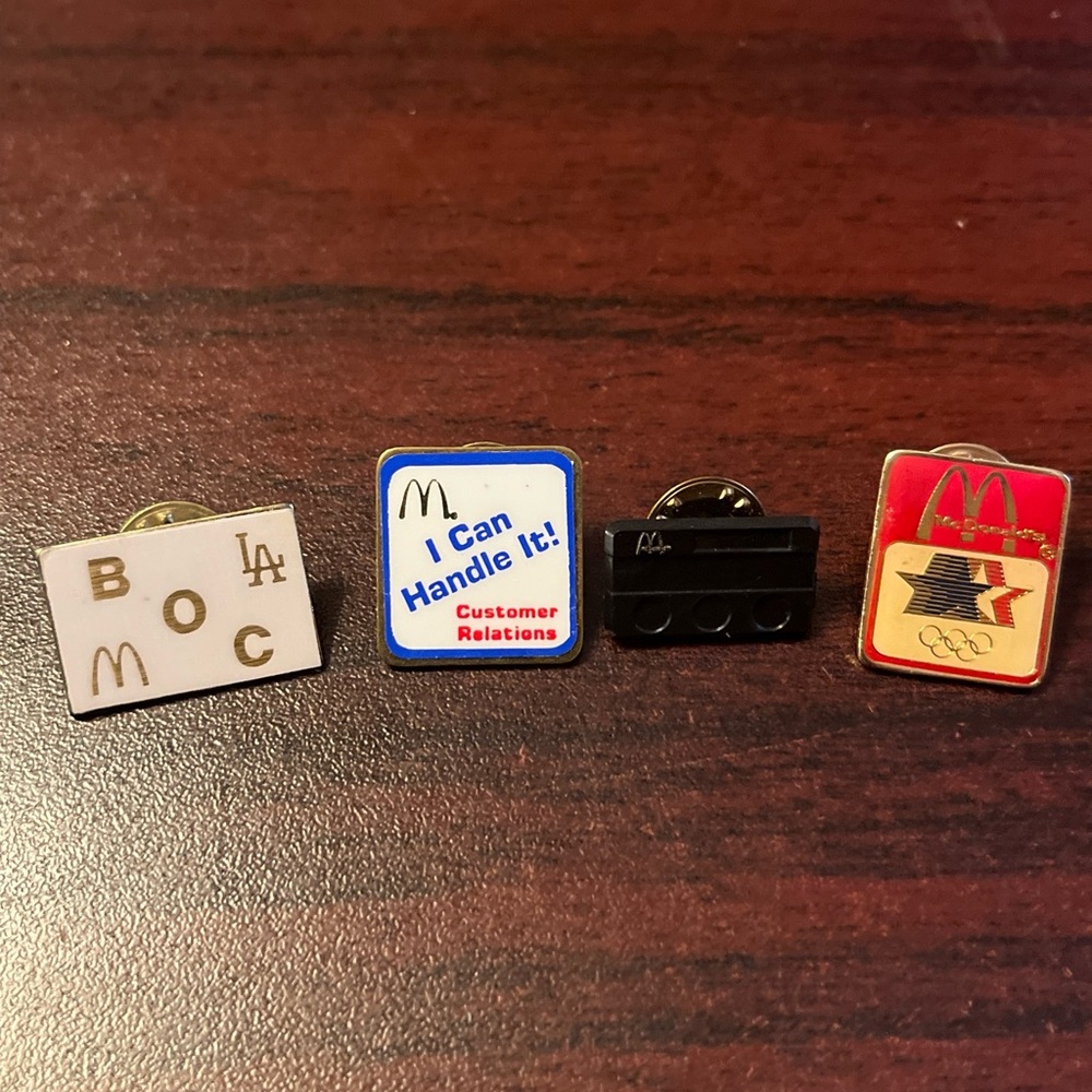 Lot Of 4 McDonald’s Employee Lapel Hat Pins